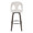 Ava Upholstered 30" Contemporary Fixed-Height Barstool with Swivel in Walnut Glazed Wood and Snow White Fabric with Round Black Metal Footrest- Set of 2 — front view