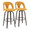Ava Upholstered 30" Contemporary Fixed-Height Barstool with Swivel in Walnut Glazed Wood and Yellow Fabric with Round Black Metal Footrest- Set of 2 — pair view