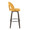 Ava Upholstered 30" Contemporary Fixed-Height Barstool with Swivel in Walnut Glazed Wood and Yellow Fabric with Round Black Metal Footrest- Set of 2 — side view