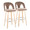 Ava Upholstered 30" Contemporary Fixed-Height Barstool with Swivel in Natural Wood and Taupe Velvet with Round Chrome Metal Footrest- Set of 2 — pair view