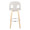 Ava Upholstered 30" Contemporary Fixed-Height Barstool with Swivel in Natural Wood and Snow White Fabric with Round Chrome Metal Footrest- Set of 2 — back view