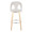 Ava Upholstered 30" Contemporary Fixed-Height Barstool with Swivel in Natural Wood and Snow White Fabric with Round Chrome Metal Footrest- Set of 2 — front view