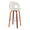Ava Upholstered 30" Contemporary Fixed-Height Barstool with Swivel in Walnut Wood and Snow White Fabric with Round Chrome Metal Footrest- Set of 2 — rear three-quarter view