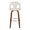 Ava Upholstered 30" Contemporary Fixed-Height Barstool with Swivel in Walnut Wood and Snow White Fabric with Round Chrome Metal Footrest- Set of 2 — back view