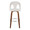 Ava Upholstered 30" Contemporary Fixed-Height Barstool with Swivel in Walnut Wood and Snow White Fabric with Round Chrome Metal Footrest- Set of 2 — front view