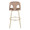 Ava bar stool in Gold Metal, Taupe Velvet, back view, featuring swivel