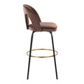 Ava bar stool in Black Metal, Espresso Velvet, Gold Metal, side view, featuring swivel