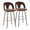 Ava bar stool in Black Metal, Espresso Velvet, Gold Metal, coordinated set view, featuring swivel