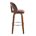 Ava bar stool in Walnut Wood, Espresso Velvet, Chrome Metal, side view, featuring swivel and wood frame
