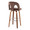 Ava Upholstered 30" Contemporary Fixed-Height Barstool with Swivel in Walnut Wood and Espresso Velvet with Round Chrome Metal Footrest- Set of 2 — rear three-quarter view