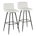Casper 30" Contemporary Fixed-Height Barstool in Black Metal and White Faux Leather with Square Black Metal Footrest- Set of 2 — pair view