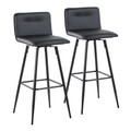 Casper 30" Contemporary Fixed-Height Barstool in Black Metal and Black Faux Leather with Square Black Metal Footrest- Set of 2 — pair view