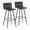 Casper 30" Contemporary Fixed-Height Barstool in Black Metal and Black Faux Leather with Square Black Metal Footrest- Set of 2 — pair view