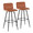 Casper 30" Contemporary Fixed-Height Barstool in Black Metal and Camel Faux Leather with Square Black Metal Footrest- Set of 2 — pair view