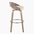 Cassis bar stool in Light Grey Wood, Cream PU, Chrome Metal, side view, featuring swivel and wood frame