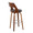 Cecina bar stool in Walnut Wood, Brown PU, Chrome, back and side view, featuring swivel and wood frame