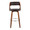 Cecina bar stool in Walnut Wood, Brown PU, Chrome, front view, featuring swivel and wood frame