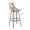 Charlotte 30" Farmhouse Fixed-Height Barstool with Swivel in Light Grey Wood and Cream Noise Fabric with Round Black Metal Footrest- Set of 2 — rear three-quarter view