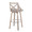 Charlotte 30" Farmhouse Fixed-Height Barstool with Swivel in Light Grey Wood and Grey Fabric with Round Chrome Metal Footrest- Set of 2 — rear three-quarter view