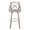 Charlotte 30" Farmhouse Fixed-Height Barstool with Swivel in Light Grey Wood and Grey Fabric with Round Chrome Metal Footrest- Set of 2 — front view