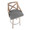 Charlotte bar stool in Whitewashed Wood, Chrome Metal, Light Grey Fabric, top view, featuring swivel and upholstered seat