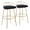 Charlotte Glam 30" Glam/art Deco Fixed-Height Barstool with Swivel in Gold Metal and Black Velvet with Round Footrest- Set of 2 — pair view