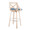 Charlotte bar stool in Whitewashed Wood, Chrome Metal, Blue Fabric, back and side view, featuring swivel and upholstered seat