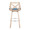 Charlotte bar stool in Whitewashed Wood, Chrome Metal, Blue Fabric, back view, featuring swivel and upholstered seat