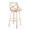 Charlotte bar stool in Whitewashed Wood, Chrome Metal, Cream Fabric, back and side view, featuring swivel and upholstered seat
