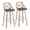 Charlotte 30" Farmhouse Fixed-Height Barstool with Swivel in Light Grey Wood and Grey Faux Leather with Round Chrome Metal Footrest- Set of 2 — pair view