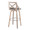 Charlotte 30" Farmhouse Fixed-Height Barstool with Swivel in Light Grey Wood and Grey Faux Leather with Round Chrome Metal Footrest- Set of 2 — rear three-quarter view