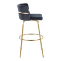 Cinch bar stool in Gold Metal, Black Velvet, side view, featuring swivel and metal footrest