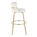 Cinch bar stool in Gold Metal, Cream Velvet, side view, featuring swivel and metal footrest