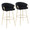 Claire Contemporary/Glam 30" Fixed-Height Bar Stool with Gold Metal Legs and Round Gold Metal Footrest with Black Velvet Seat and Gold Accents- Set of 2 — pair view