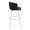 Claire Contemporary/Glam 30" Fixed-Height Bar Stool with Gold Metal Legs and Round Gold Metal Footrest with Black Velvet Seat and Gold Accents- Set of 2 — side view