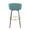 Claire Contemporary/Glam Barstool in Black Metal and Light Blue Velvet with Gold Metal Footrest- Set of 2 — back view