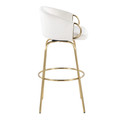 Claire bar stool in Gold Metal, Cream Velvet, side view, featuring swivel
