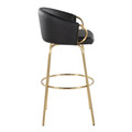 Claire bar stool in Gold Metal, Black PU, side view, featuring swivel
