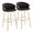 Claire bar stool in Gold Metal, Black PU, coordinated set view, featuring swivel