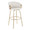 Claire bar stool in Gold Metal, White PU, product view, featuring swivel