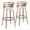 Cosini 30" Mid-Century Modern Fixed-Height Barstool with Swivel in Light Grey Wood and Cream Faux Leather with Round Black Metal Footrest- Set of 2 — pair view