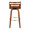 Cosini 30" Mid-Century Modern Fixed-Height Barstool with Swivel in Walnut Wood and Brown Faux Leather with Round Chrome Metal Footrest- Set of 2 — back view