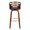 Cosini 30" Mid-Century Modern Fixed-Height Barstool with Swivel in Walnut Wood and Brown Faux Leather with Round Chrome Metal Footrest- Set of 2 — front view