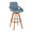 Cosmo Mid-Century 29" Fixed-Height Barstool with Swivel in Walnut Bamboo and Blue Noise Fabric with Round Black Metal Footrest — product view