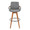 Cosmo Mid-Century 29" Fixed-Height Barstool with Swivel in Walnut Bamboo and Grey Noise Fabric with Round Black Metal Footrest — front view