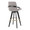 Cosmo 30" Contemporary Fixed-Height Barstool with Swivel in Black Wood and Grey Fabric with Round Gold Metal Footrest- Set of 2 — rear three-quarter view