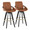 Cosmo 30" Contemporary Fixed-Height Barstool with Swivel in Black Wood and Camel Faux Leather with Round Gold Metal Footrest- Set of 2 — pair view