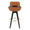 Cosmo 30" Contemporary Fixed-Height Barstool with Swivel in Black Wood and Camel Faux Leather with Round Gold Metal Footrest- Set of 2 — back view