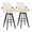Cosmo 30" Contemporary Fixed-Height Barstool with Swivel in Black Wood and Cream Faux Leather with Round Black Metal Footrest- Set of 2 — pair view