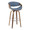 Curvo bar stool in Walnut Wood, Blue Fabric, Chrome, product view, featuring swivel